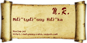 Mátyássy Réka névjegykártya